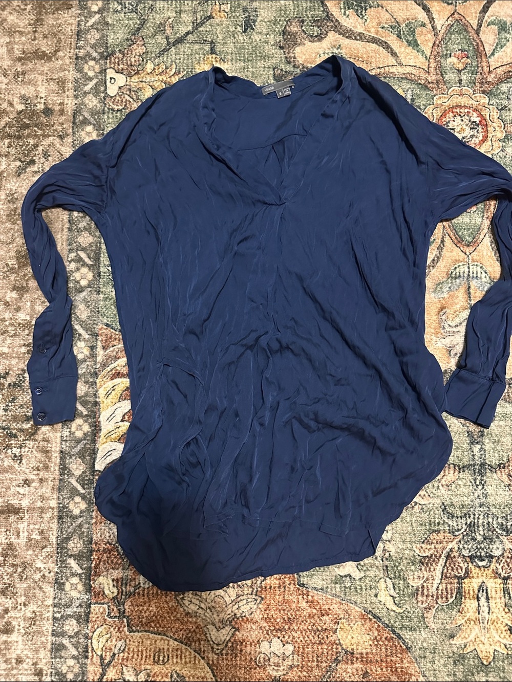 Vince Deep Navy V-Neck Long Sleeve Tunic